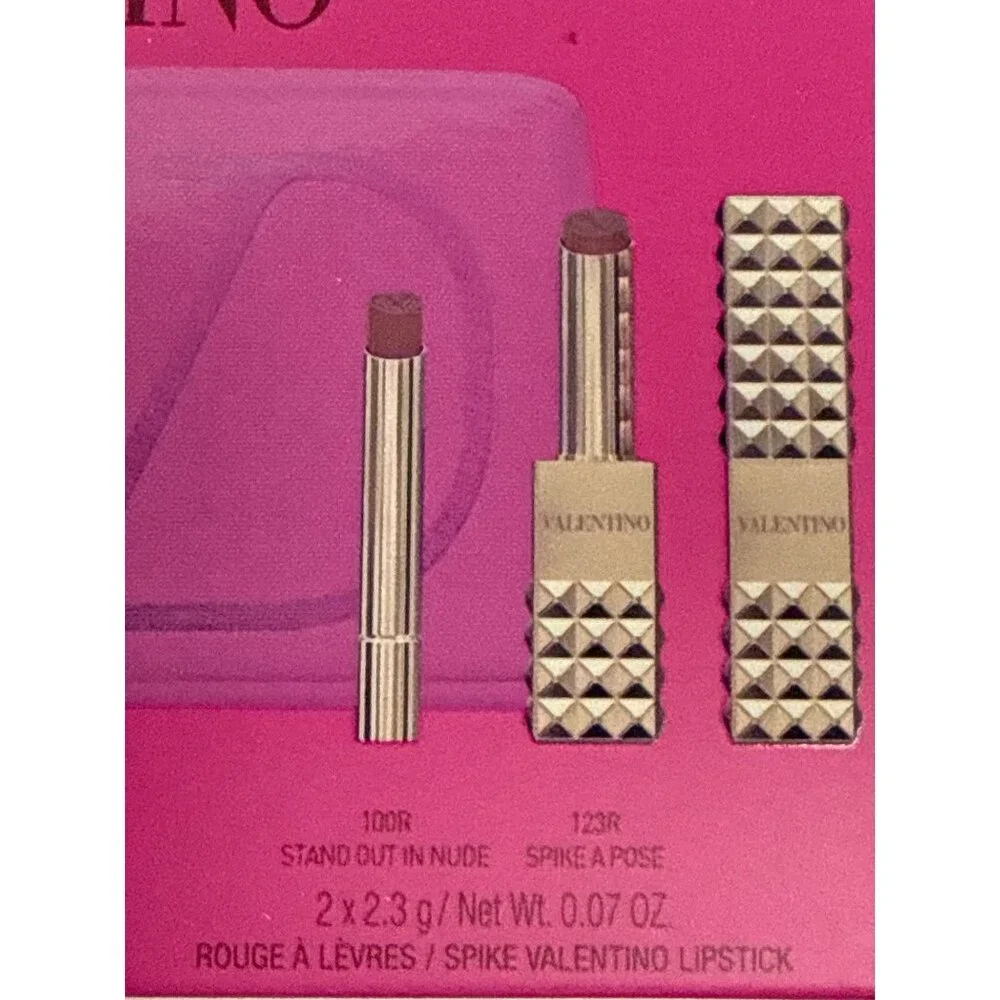 Valentino Spike Buttery Matte Lipstick 3 Pc Set Stand Out Nude Strike Pose Case